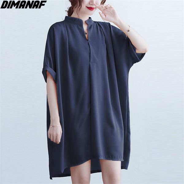 

plus size women blouse chiffon solid summer basic bat shirts office loose casual base korea female oversize 6 colors 210531, White