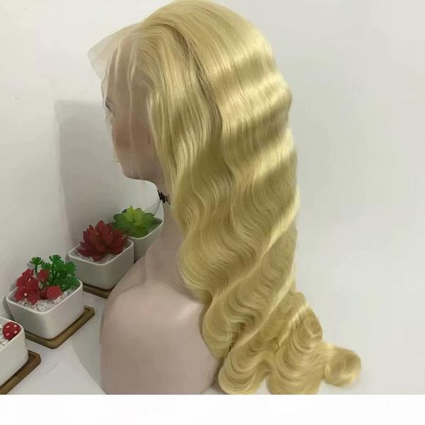 

150% density brazilian body wave lace front human hair wigs for black women 613# honey blonde lace front wigs with baby hair, Black;brown