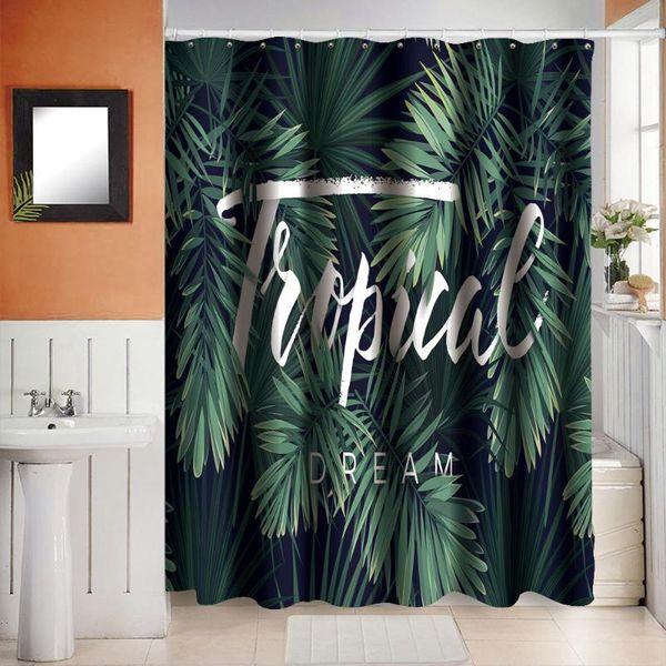 

shower curtains green plant curtain polyester sanitary partition decorative