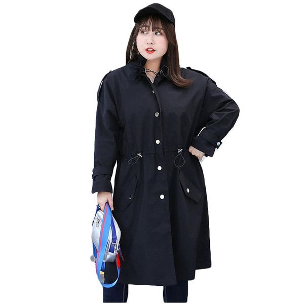 

women's trench coats 2021 women windbreaker autumn slim single-breasted female outwear plus large size casual long coat feminine 4xl y3, Tan;black