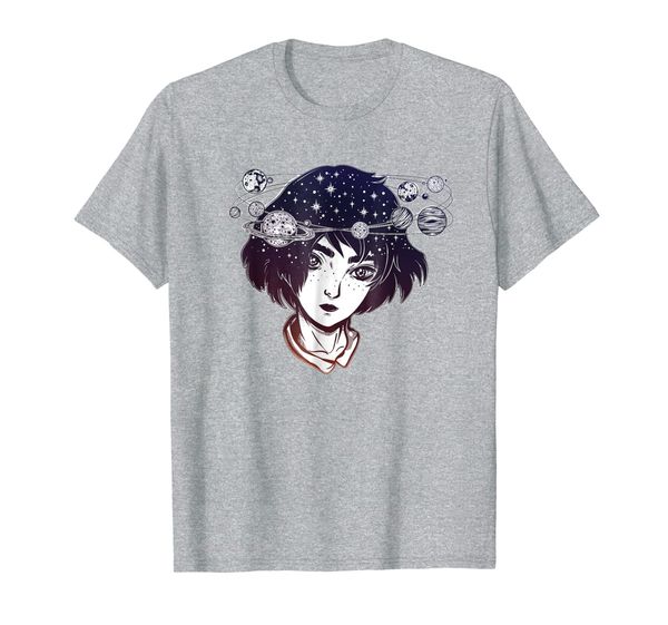 

manga style dreamer tshirt - aesthetic halo of planets stars, White;black