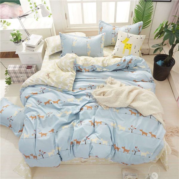 

simple bed linens pink elk dots bedding set nordic style family quilt cover pillow case duvet cover set aloe cotton king size