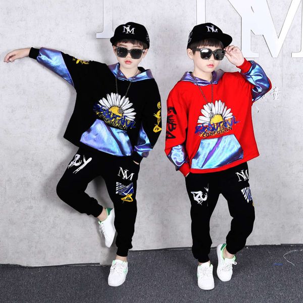 

hip 2-piece fashion spring suit hop hooded sportswear children's wear, White