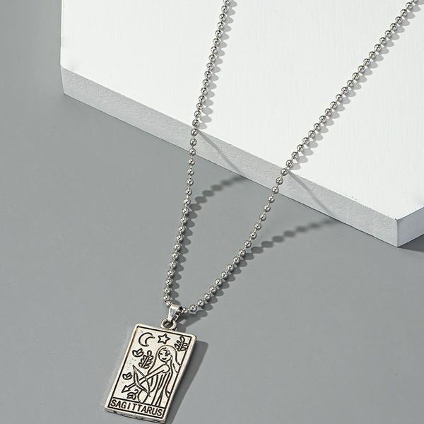 

pendant necklaces tauam 12 constellation zodiac necklace star square amulet jewelry women accessories birthday gifts leo, Silver