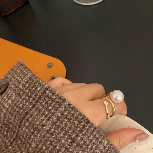 

15 new ring high precision pearl diamond circle temperament simple r1-3, Silver