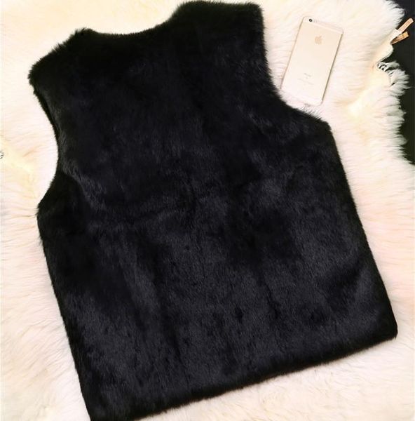 

men's vests fur coat vest male thick grass integral skin jn410, Black;white