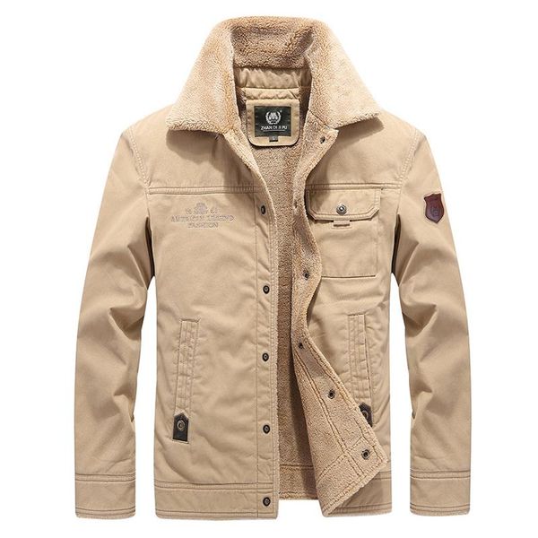 Jaqueta bomber masculina de inverno, lã quente, casual, tática, casacos grossos masculinos