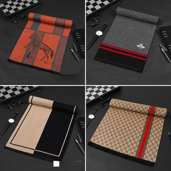 

scarves 2021 brand designer winter cashmere scarf men luxury letters print pashmina fashion mens business neck soft warm scarfs, Blue;gray