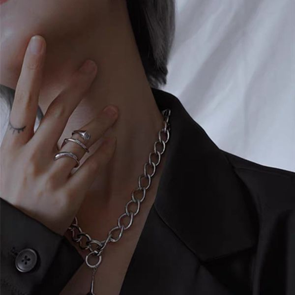 

hbp fashion south korea's new ins style women's simple personality snake winding mouth adjustable water drop ring, Silver