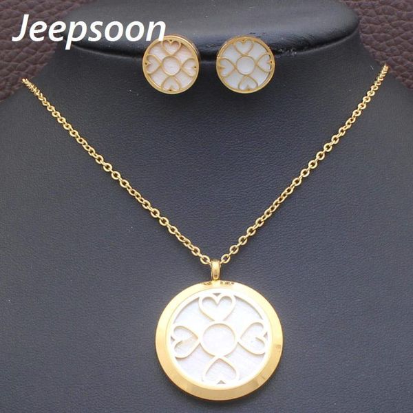 

earrings & necklace wholesale fashion stainless steel jewelry round pendant set for girls women jeepsoon sfxhdrbe, Silver
