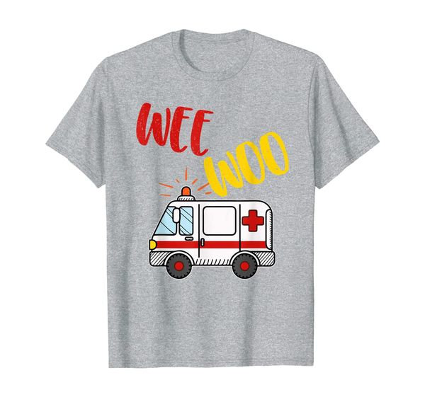 

wee woo ambulance amr funny ems emt paramedic gift tee t-shirt, White;black