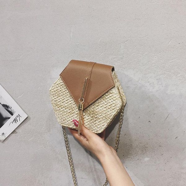 

evening bags mulit style straw+leather handbag women summer rattan bag handmade woven beach circle bohemia shoulder fashion