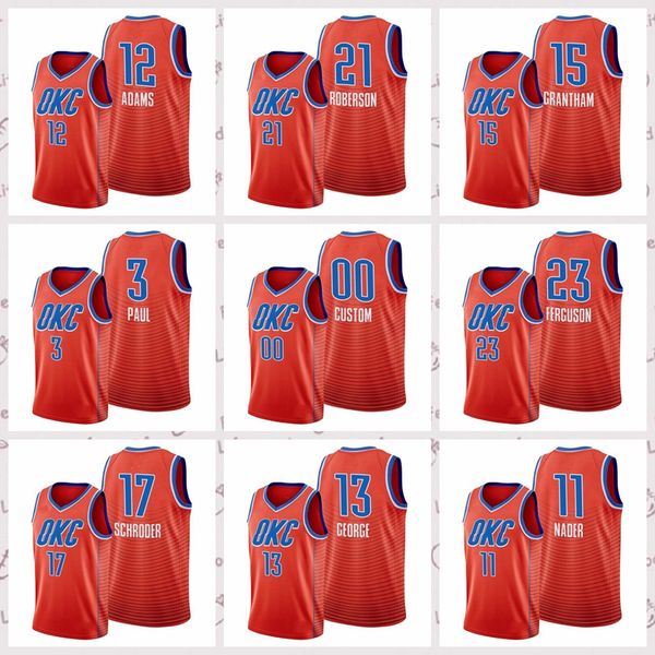 

2021 vintage men retro classic basketball jersey 17 schroder 13 george 23 ferguson 15 grantham breathable short black blue white size s-2xl, Black;red