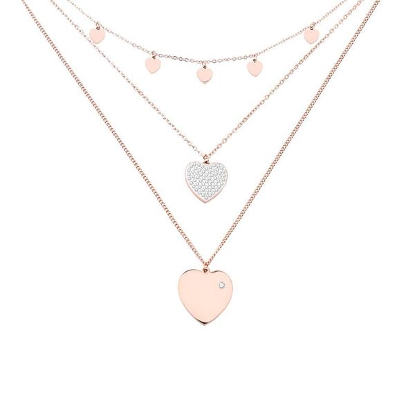 

chokers beaded chain necklaces stainless steel heart rhinestone pendant choker for women bijoux jewelry accessories 2021, Golden;silver