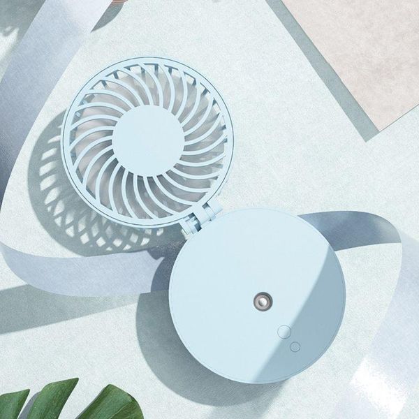 

electric fans portable summer mini handheld folding fan usb rechargeable air conditioning humidifier with colorful led night light