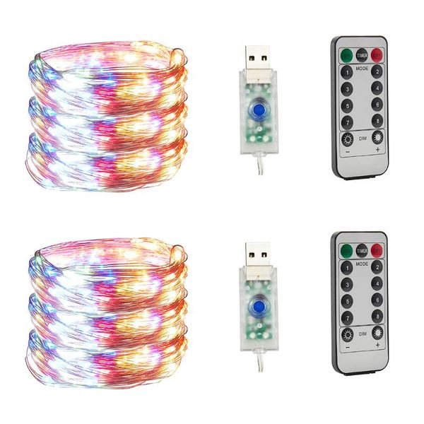 

copper wire string lights usb plug-in fairy lights with remote 8 modes lights1pc 50/100/200 led waterproof remote control timer