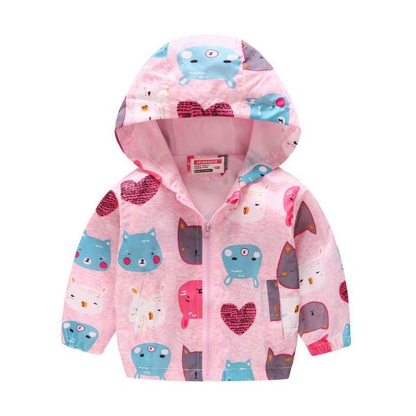 

spring clothing boys girls coat long sleeve zipper hooded jacket polyester printed coat children clothes kids coat multicolor 210713, Blue;gray