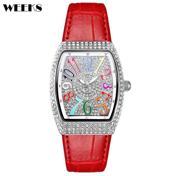 

wristwatches luxury diamond crystal women watches colorful rectangle dial leather strap quartz wristwatch girl ladies clock dress, Slivery;brown