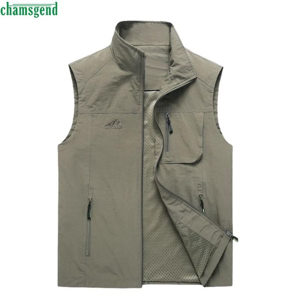 

men's vests chamsgend outdoor sleeveless vest leisure fishing multi-pocket breathable mountaineering pography quick-drying, Black;white