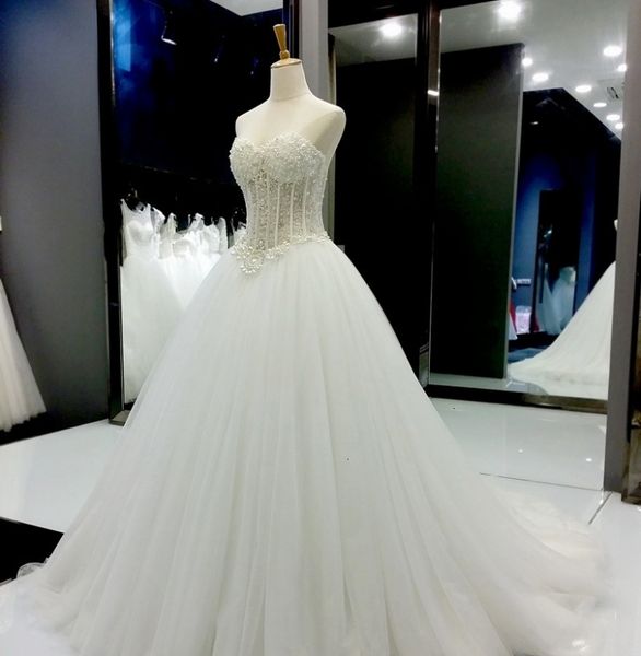 

vestido de 2021 noiva sereia branco abiti da sposa illusion back sweetheart pearls crystal wedding es new bridal gowns hnxp, White