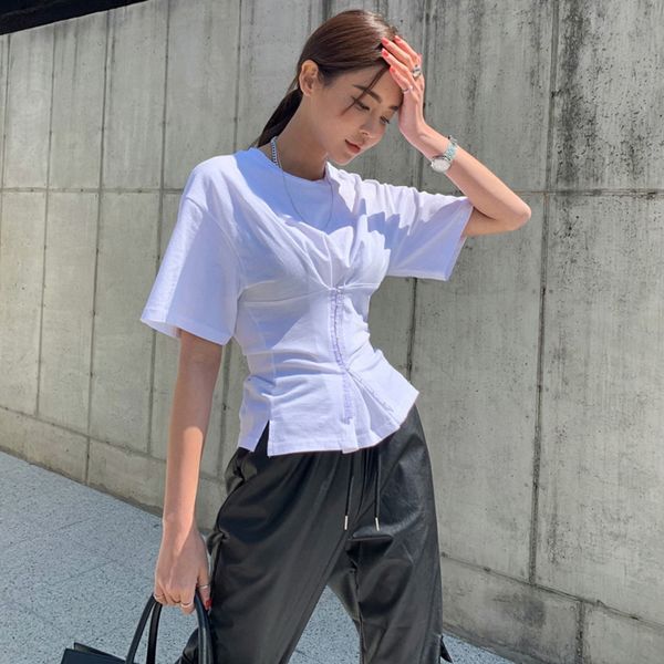

white korean t shirt for women o neck short sleeve tunic casual  t shirts female fashion new clothes summer