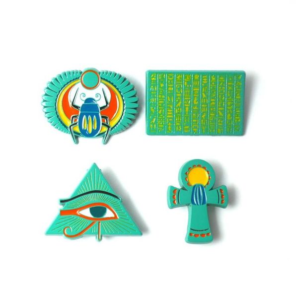 

pins, brooches hoseng 4pcs/lot painted metal green cultural creativity ancient egyptian scarab all eye life symbol museum brooch hs_379, Gray