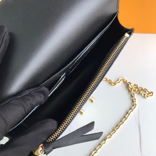 

luxurys designers wallet purse woman fashion clutch purses monogrames flore chain wallet card holder purse with box dust bag, Red;black