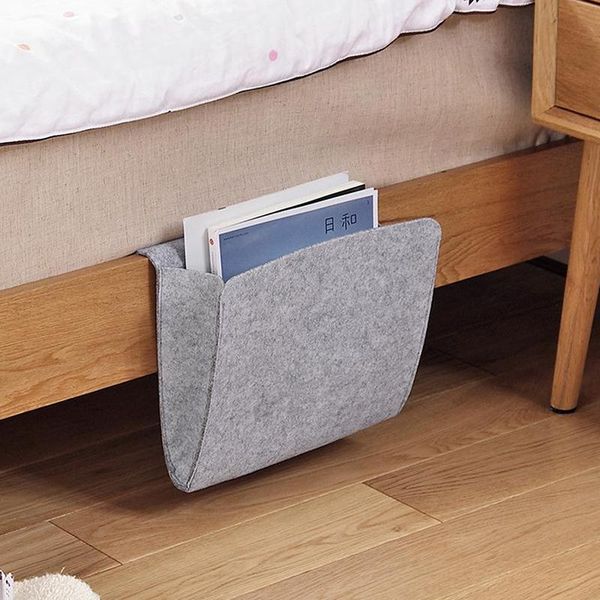 

storage bags 1pc tablet magazine cellphone organizer bag bedside caddy felt bed with 2 small pockets household products