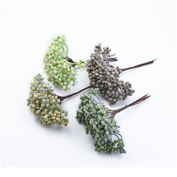 

6pcs artificial plants plastic brooch scrapbook wedding decorative flowers wreaths diy gifts box christmas decorations qyleze