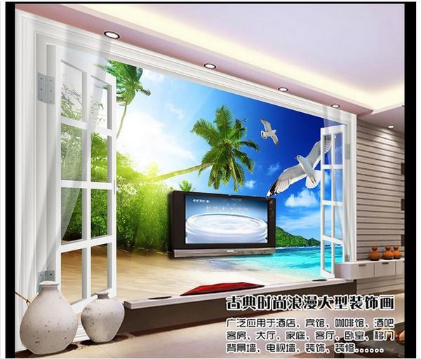 

wallpapers 3d wallpaper custom murals wall paper sea view outside the window painting in background decoration