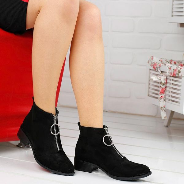 

boots ayakland 622 daily zipper ladies suede shoes, Black