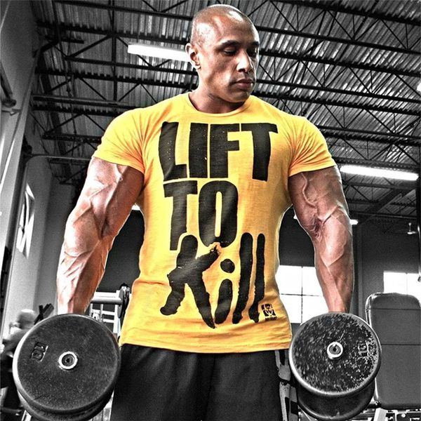 

new gym fitness tshirt men casual short sleeve t-shirt summer cotton print tee shirt male bodybuilding workout crossfit apparel 4ifp, White;black