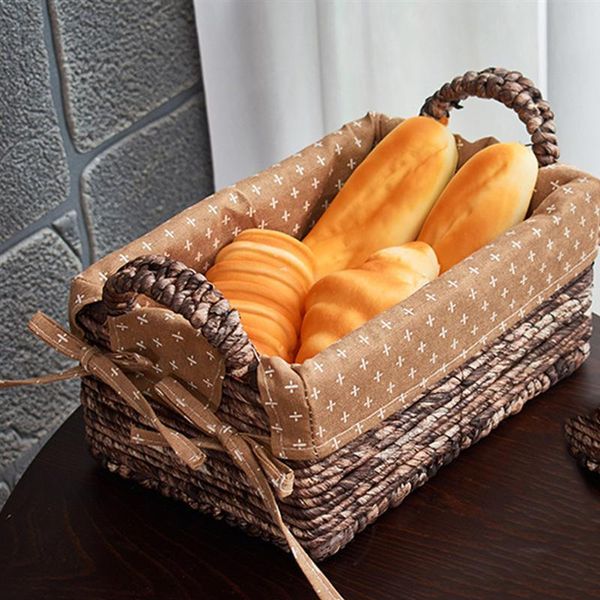 

storage baskets rattan basket sundries box organizer holder (brown)