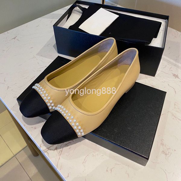 

dress shoes spring sweet simple elegant pearl shallow mouth round head low heel thick single shoes sheepskin lady, Black