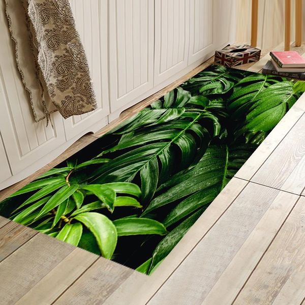 

carpets 3d printed kitchen carpet green leaves pattern bedroom decor rug kids room play bedside floor mats water absorption foot mat