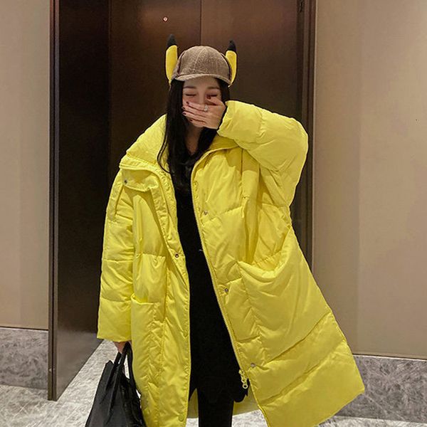 

2021 women new winter white duck jacket female hooded down coat ladies casual loose long parka waterproof outerwear a112vrqx, Black