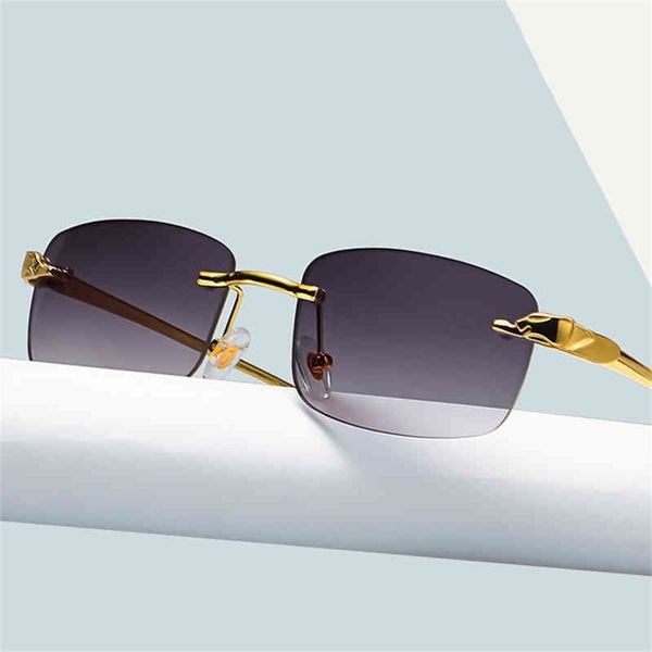 

70% off clearance online vintage rimless square sunglasses women men popular travel driving metal small sun glasses, White;black