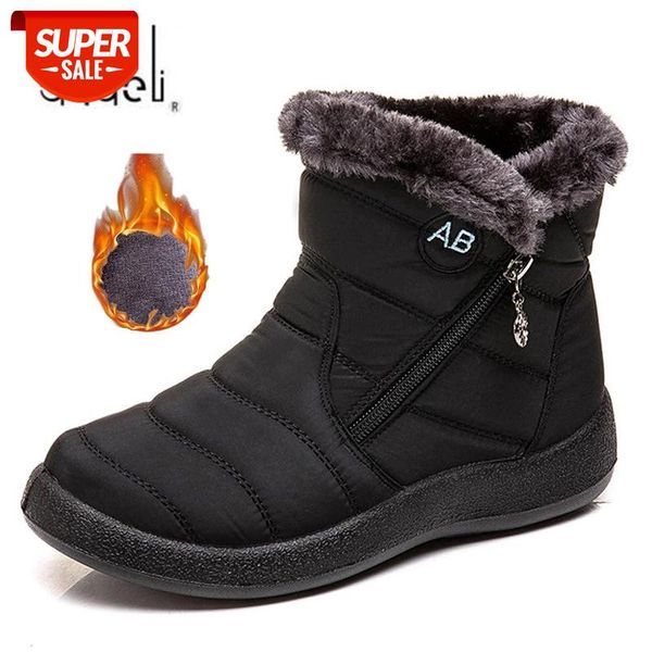 

women boots waterproof snow boots female plush winter women warm ankle botas mujer winter shoes woman plus size 43 #kj0v, Black