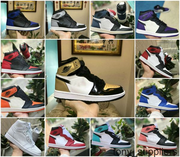 

1 wholesale new high og mens basketball shoes royal banned shadow red black blue white toe shoe women 1s chicago sneakers