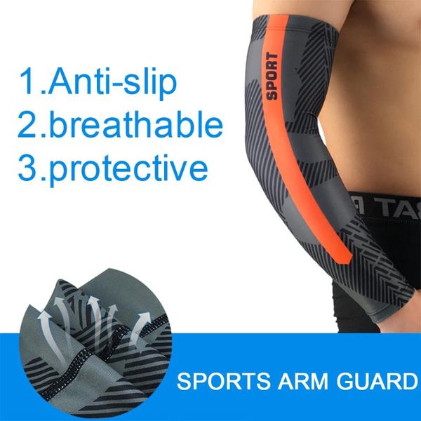 

elbow & knee pads 1pcs cool compression sports arm sleeve climbing camping hiking warmer summer uv protection bands, Black;gray