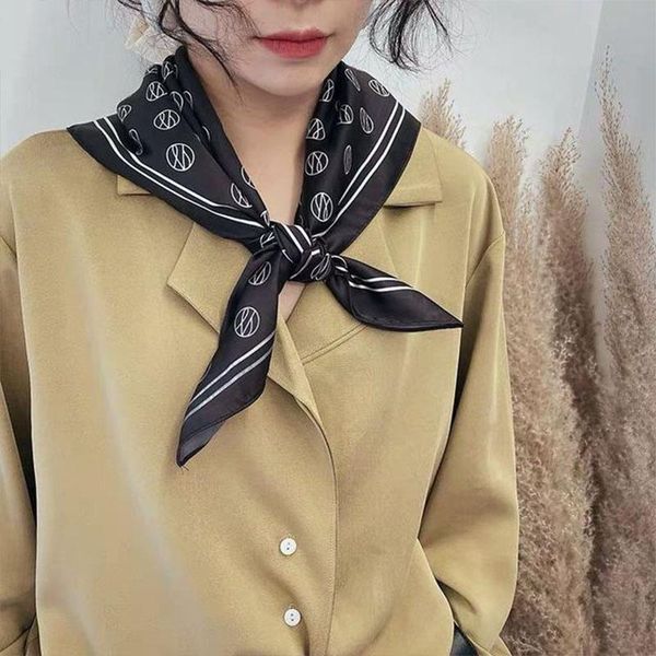 

scarves elegant hair bands silk square scarf women print shawl wraps headband foulard neck female bandana neckerchief 2021, Blue;gray