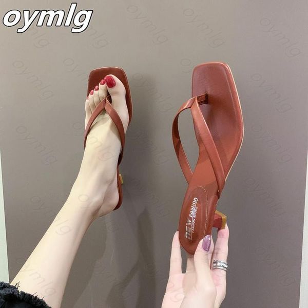 

net red slippers women wear 2021 new spring fashion square head female thin heel slippers shoes woman zapatos de mujer, Black