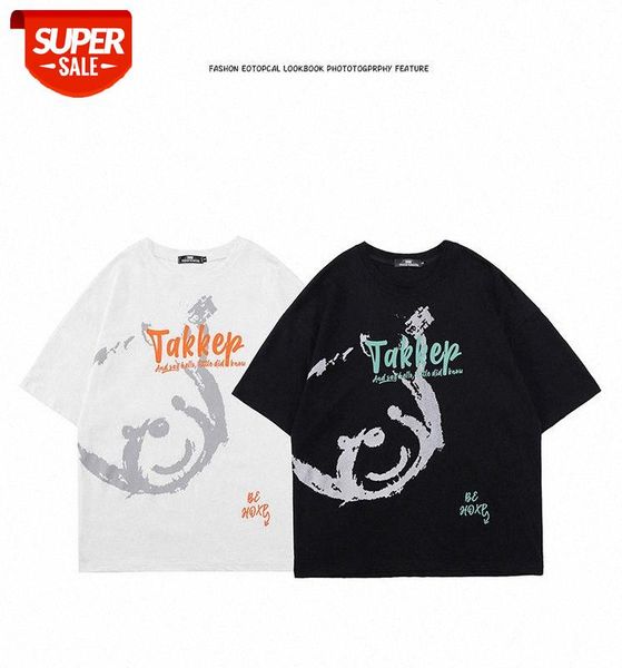

sakahara company white t-shirt male loose graffiti bear short-sleeved japanese bf female #g76a, White;black