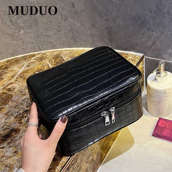 

muduo women cosmetic bags pu leather travel handbag organizer makeup bag wash bags make up elegant beauticians cosmetics case 210729