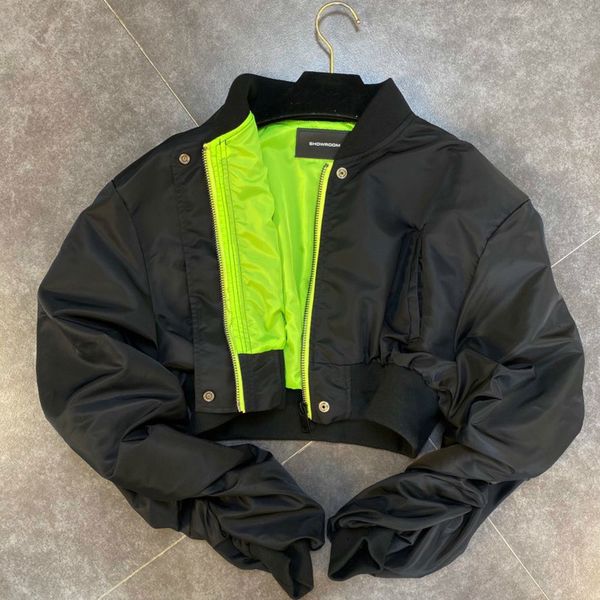 

deat autumn new arrivals long sleeve stand collar zipper short black jacket women coat streetwear mk420 201012, Black;brown