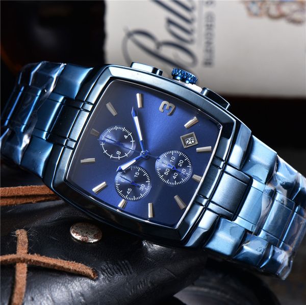 

2-mens watches casual business square and round dial multicolor quartz movement stainless steel strap mens gift watch, Slivery;brown