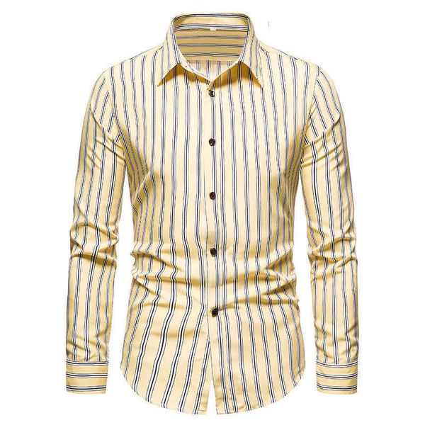 

50kg-100kg spring striped shirts regular fit button down male long sleeve casual shirt -3xl 210528, White;black