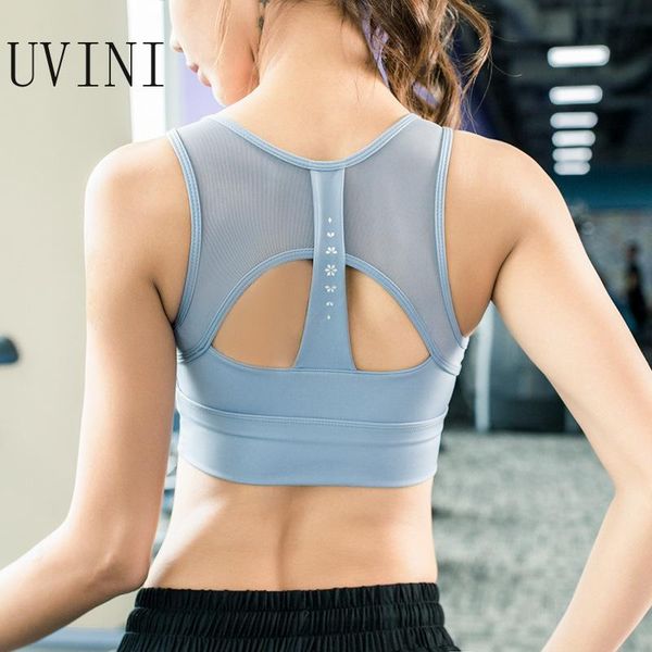 

gym clothing seamless sports bra fitness women hollow out crop workout mesh back yoga high support running activewear, White;black