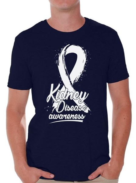 

men's t-shirts kidney disease awareness t shirts ribbon, White;black