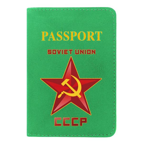

card holders classic soviet union cccp passport cover men women leather travel id holder case, Brown;gray